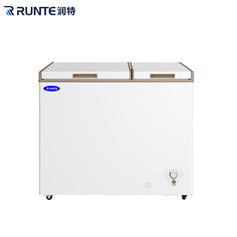 Runte Single Door Fridges Deep Chest Electric Freezers With Lock Led Light Single Temperature Gas Mini Freezer