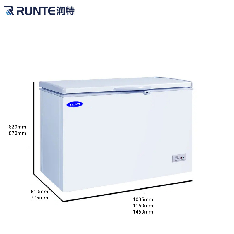 Runte Single Door Fridges Deep Chest Electric Freezers With Lock Led Light Single Temperature Gas Mini Freezer