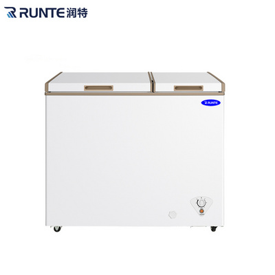 Runte Single Door Fridges Deep Chest Electric Freezers With Lock Led Light Single Temperature Gas Mini Freezer