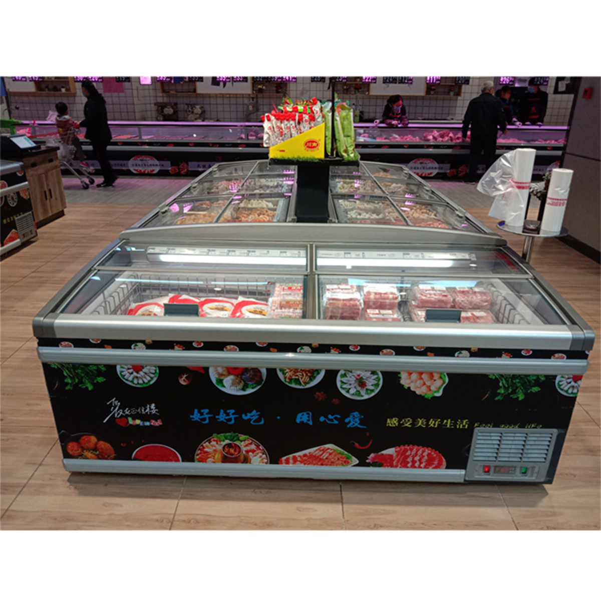 R290 refrigerant led light portable ice cream freezer