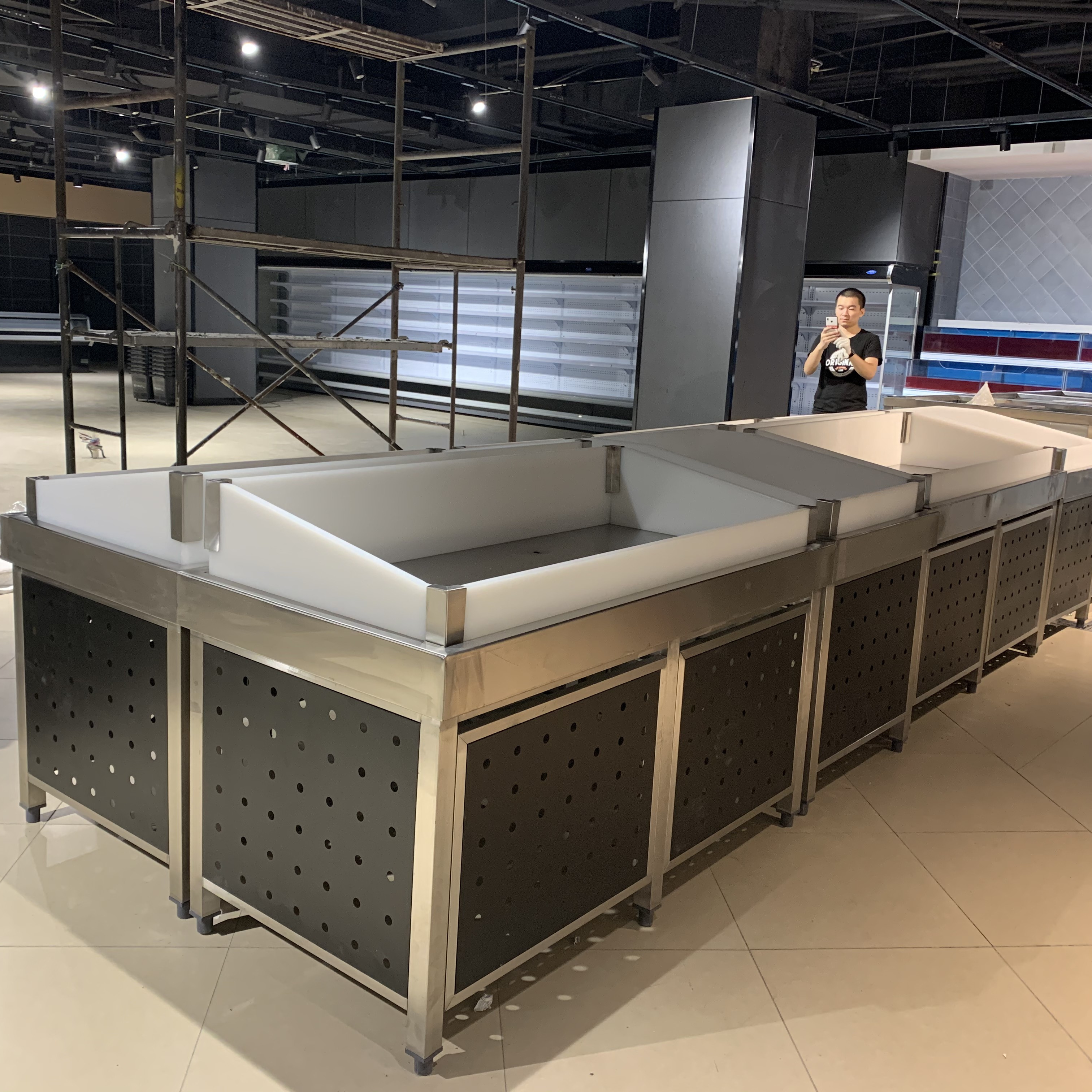 stainless steel fish display table fish counter machine stainless steel fish display counter