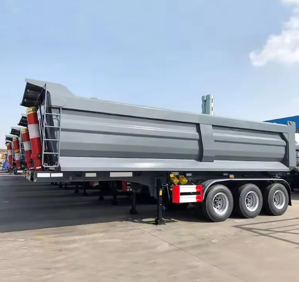 2024 Brand New Durable High Quality Three 3/4 Axle 12 Tire 50 Ton Rear Dump Truck Semi Trailer Transporting Stone Sand Coal