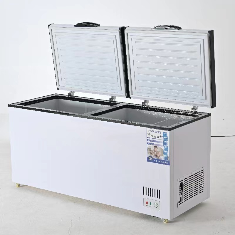 Large capacity copper tube commercial horizontal freezer, ice cream cabinet, quick freezing large freezer