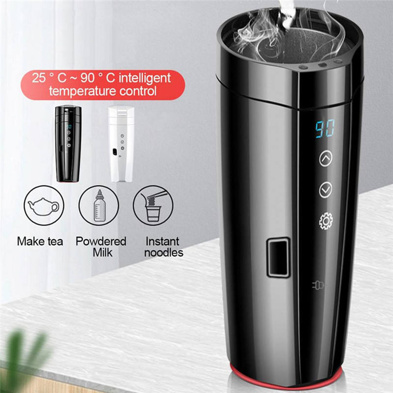 Electric Temperature Control Kettle 12V Boiling Stainless Steel Car Travel Heating Cup