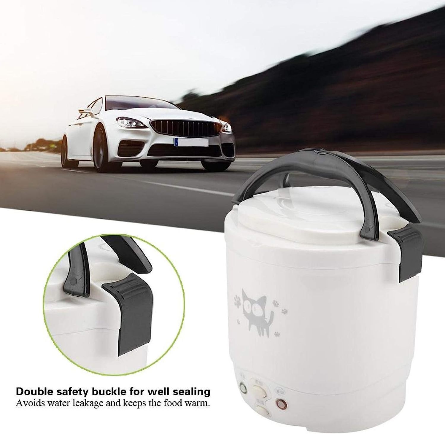 Car mounted 12v 24v 1L Electric Mini Rice Cooker 170W Multi function electric cooker For Car