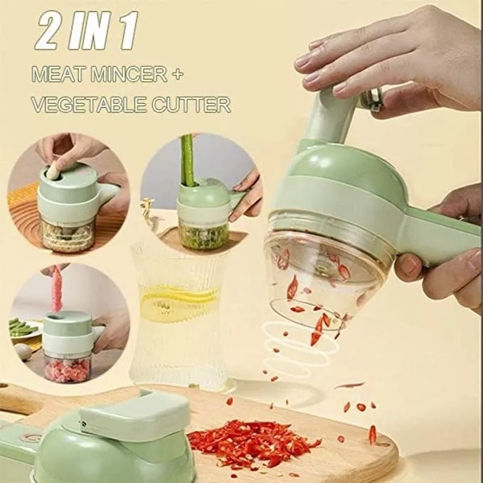 High quality multifunctional portable wireless food cutter 4 in 1 handheld electric vegetable cutter set