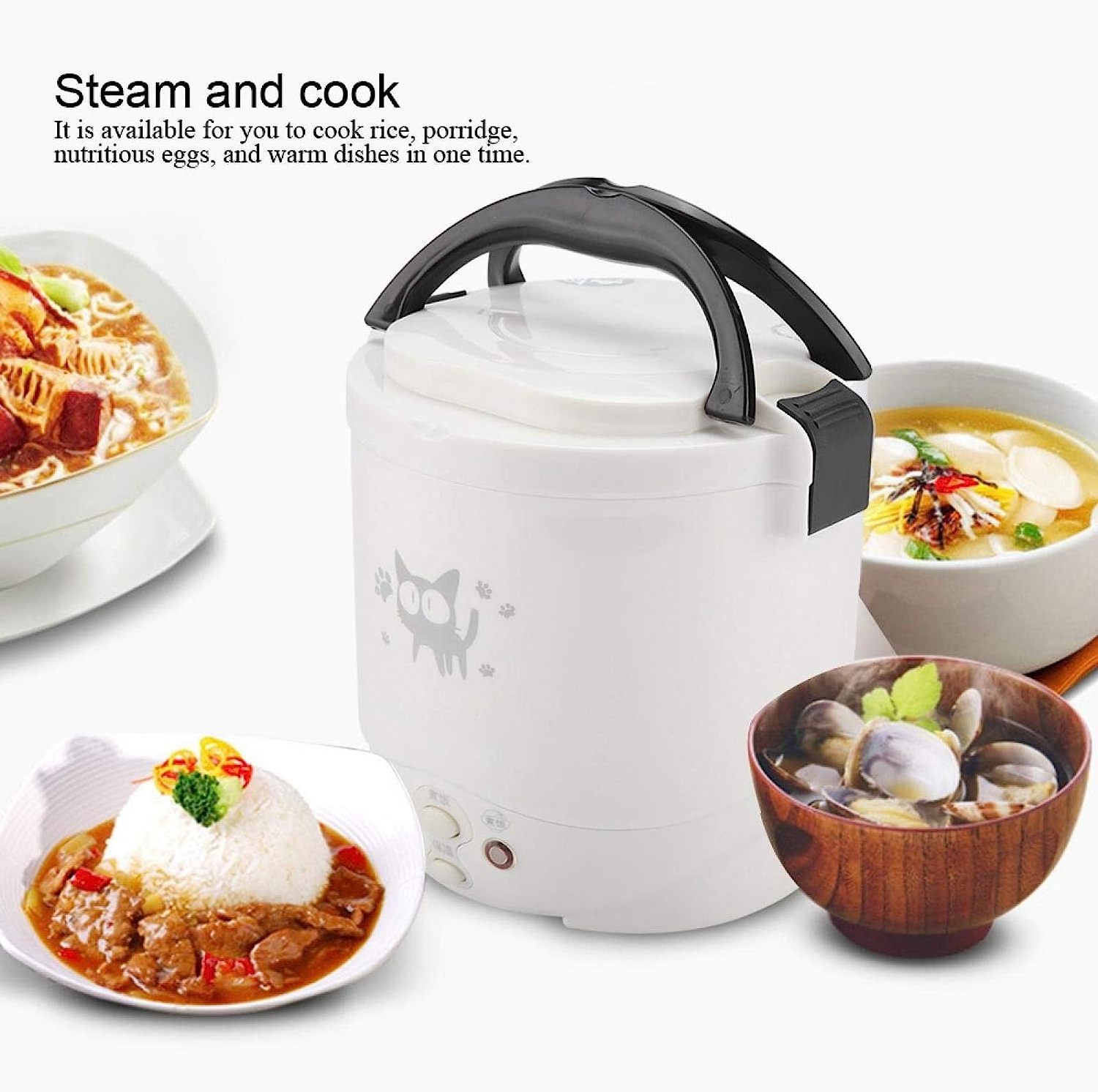 Car mounted 12v 24v 1L Electric Mini Rice Cooker 170W Multi function electric cooker For Car