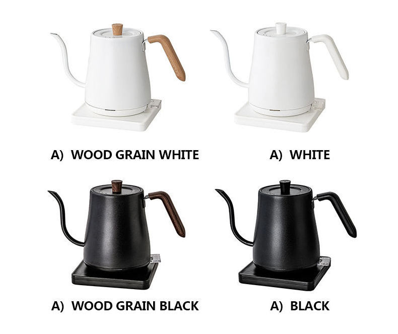 800ml Stainless Steel small black electric gooseneck coffee kettle for pour over coffee tea