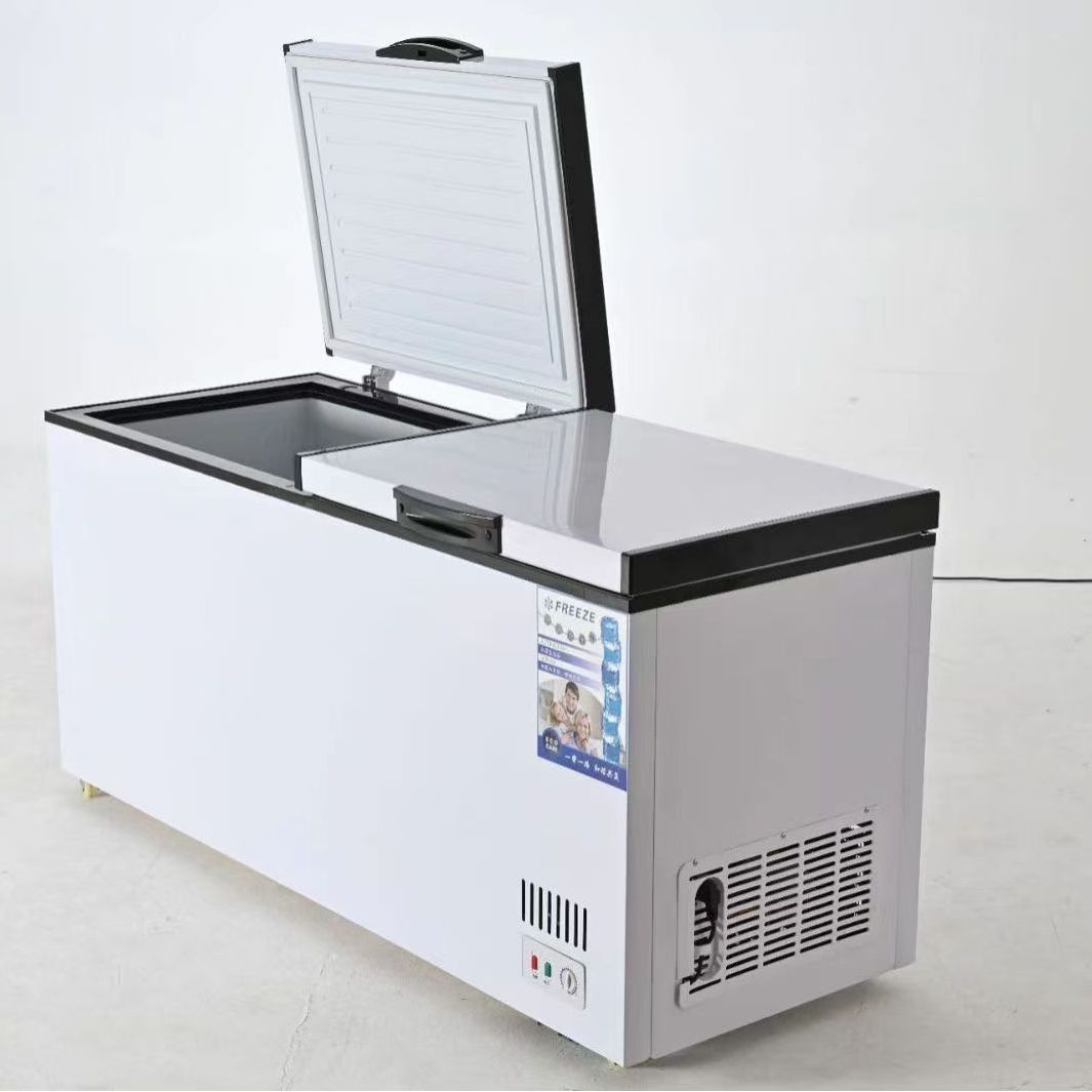 Large capacity copper tube commercial horizontal freezer, ice cream cabinet, quick freezing large freezer