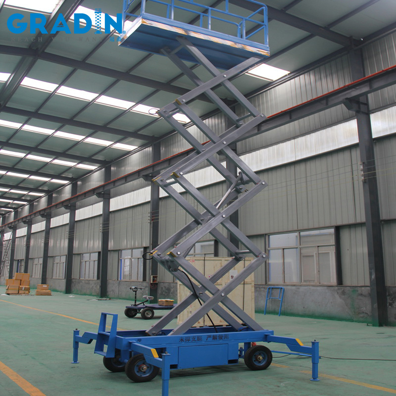 Aerial work platform trailer with outriggers electro-hydraulic 6m mobile scissor lift