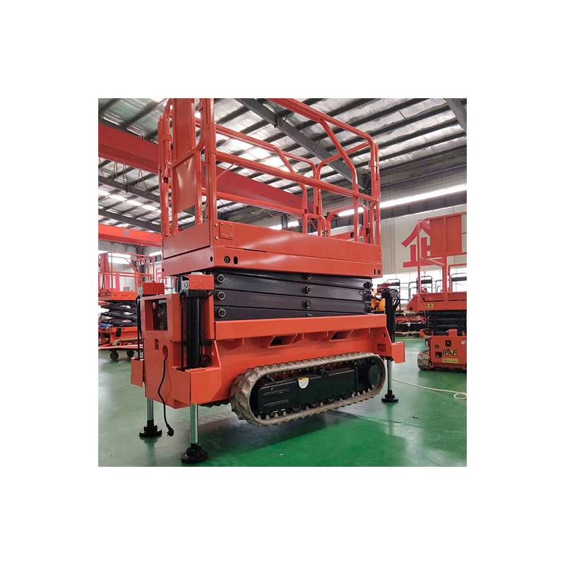 Rugged Road Carrier Outdoor Electric Hydraulic Crawler Scissor Lift with Outriggers