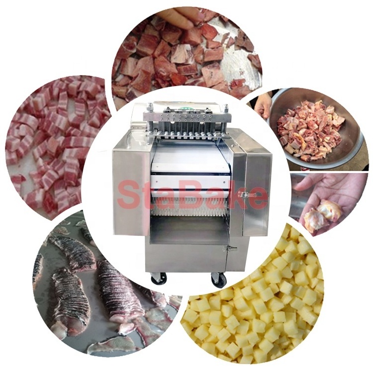 Automatic Chicken and Fish Cutting Machine for Whole Chicken Block Cubes Cutter Fresh Meat Cube Cutting Machine Commercial Usage