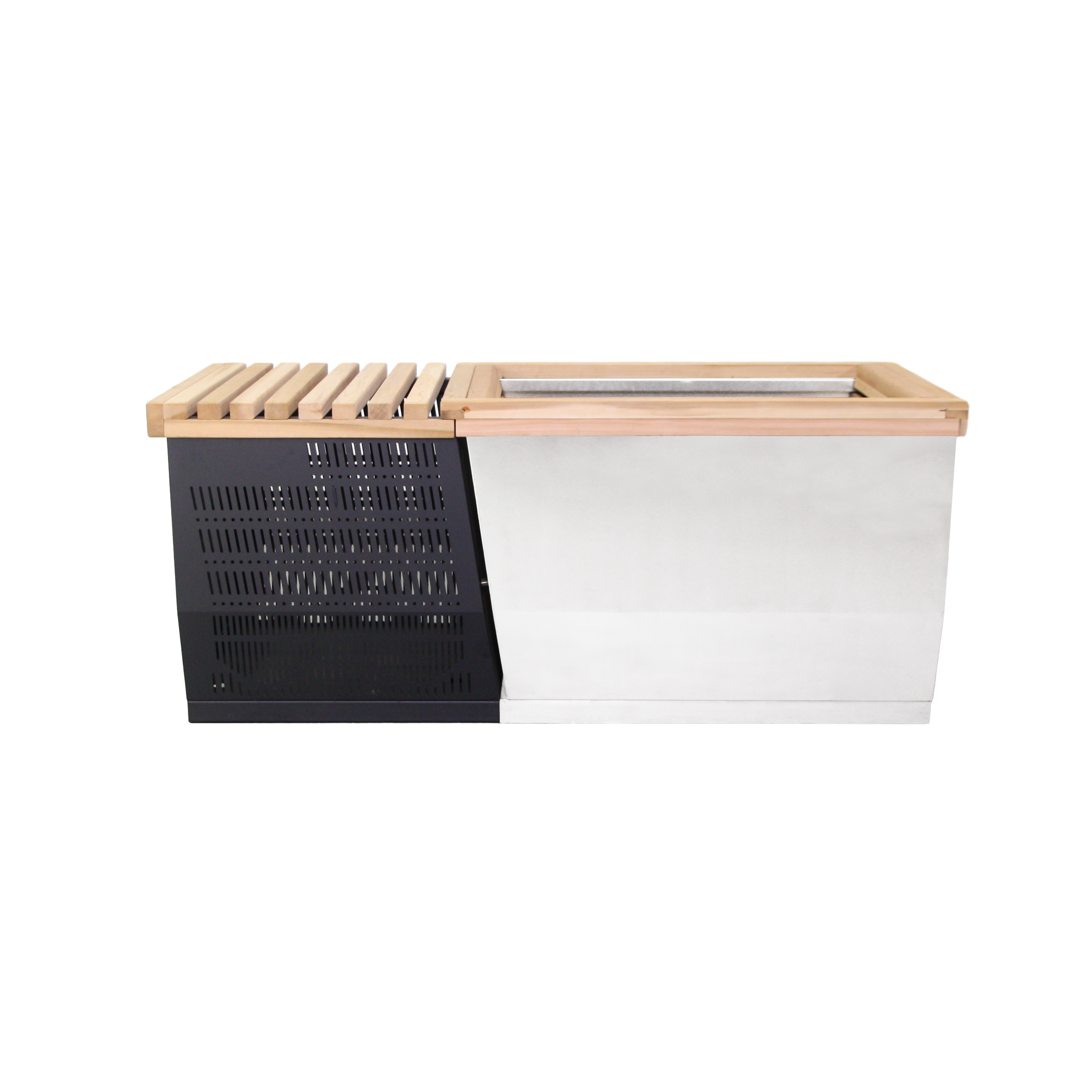 Wooden Square Stainless Steel Liner Fire And Ice Sauna And Chiller Pour Cold Plunge With Filter