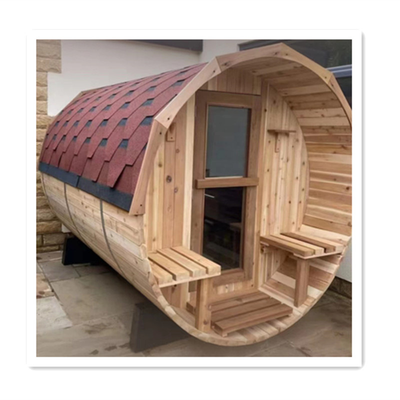 1800*1800mm sauna barrel with porch 4 persons sauna bath wooden room panoramic view barrel sauna