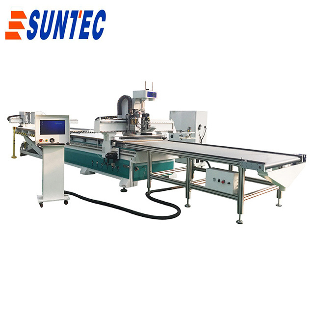 automatic loading unloading cnc nesting cnc woodworking cnc machine 9kw italy  spindle ATC   drilling  5+4  ST2040