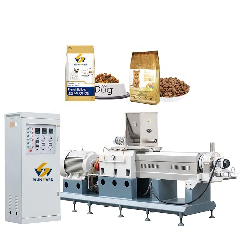 High quality pet food twin screw extruder Fully automatic dog food production line with 2 ton/h