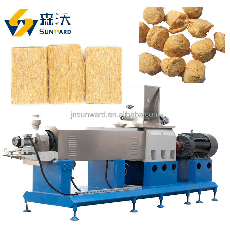 Sunward Double-screw extruder tsp iron fittings tvp machine soya protein machine chunks line