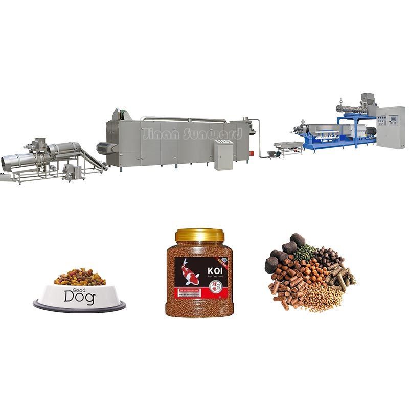 Industrial-scale fish feed production line machinery grinder mixer extruder dryer and bagger