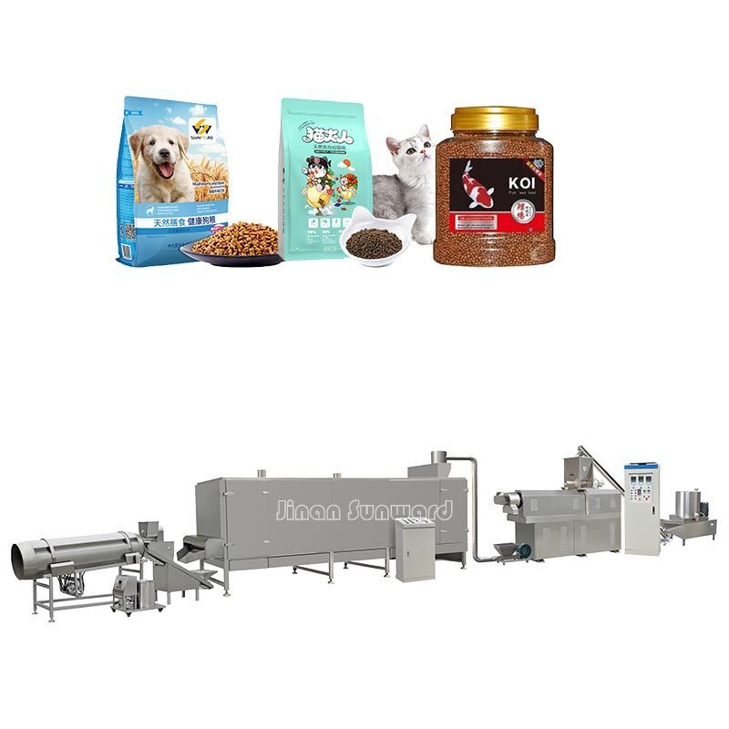 High quality pet food twin screw extruder Fully automatic dog food production line with 2 ton/h