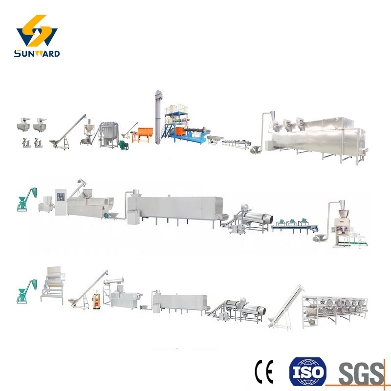 Industrial-scale fish feed production line machinery grinder mixer extruder dryer and bagger