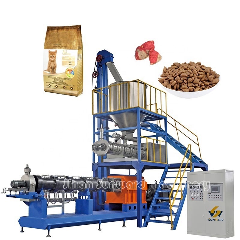 High quality pet food twin screw extruder Fully automatic dog food production line with 2 ton/h