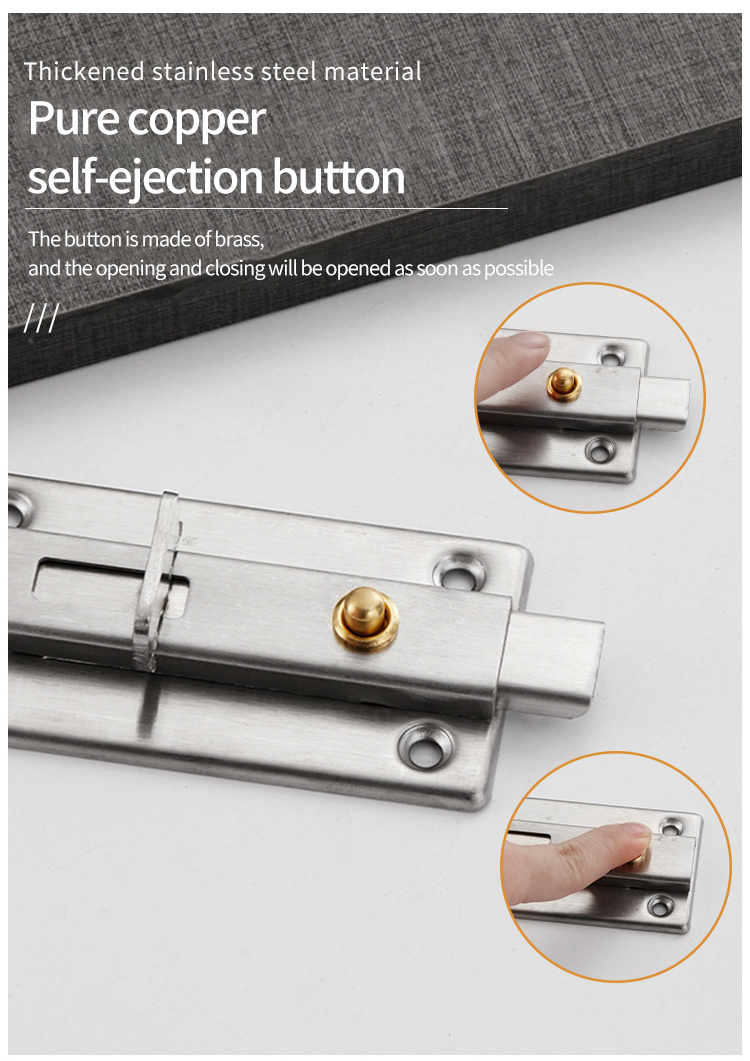 Bolt Latch Safety Gate Solid Brass Door Latch Sliding Lock Barrel Bolt Security Self-Lock Solid Sliding Door Bolt Latch