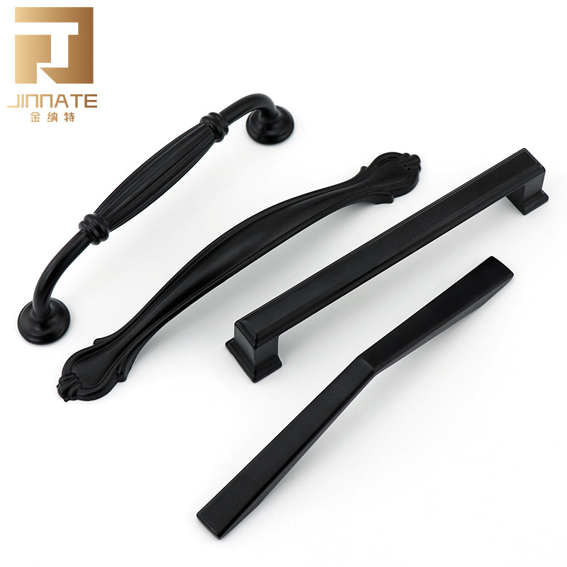 aluminum alloy Black Square Bar Cabinet Pulls Black Drawer Handles Modern Hardware for Kitchen and Bathroom Cupboard Handles