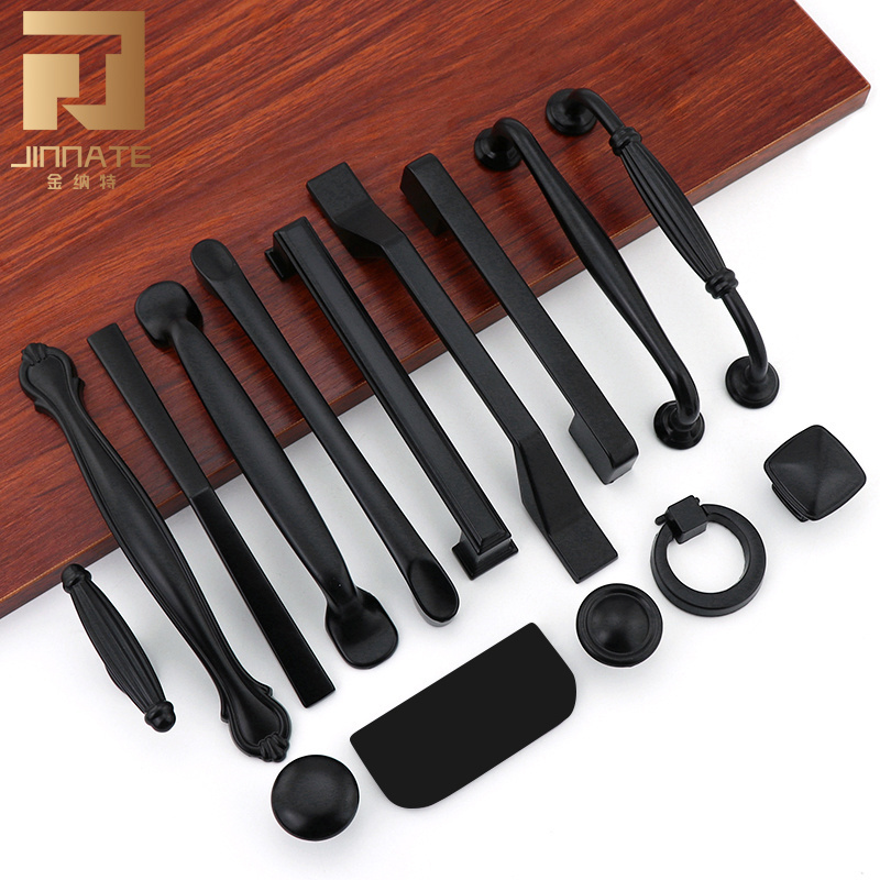 aluminum alloy Black Square Bar Cabinet Pulls Black Drawer Handles Modern Hardware for Kitchen and Bathroom Cupboard Handles