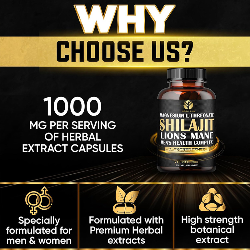 Wholesale customizable shilajit pure himalayan capsules shilajit resin capsule pure natural shilajit pure capsule