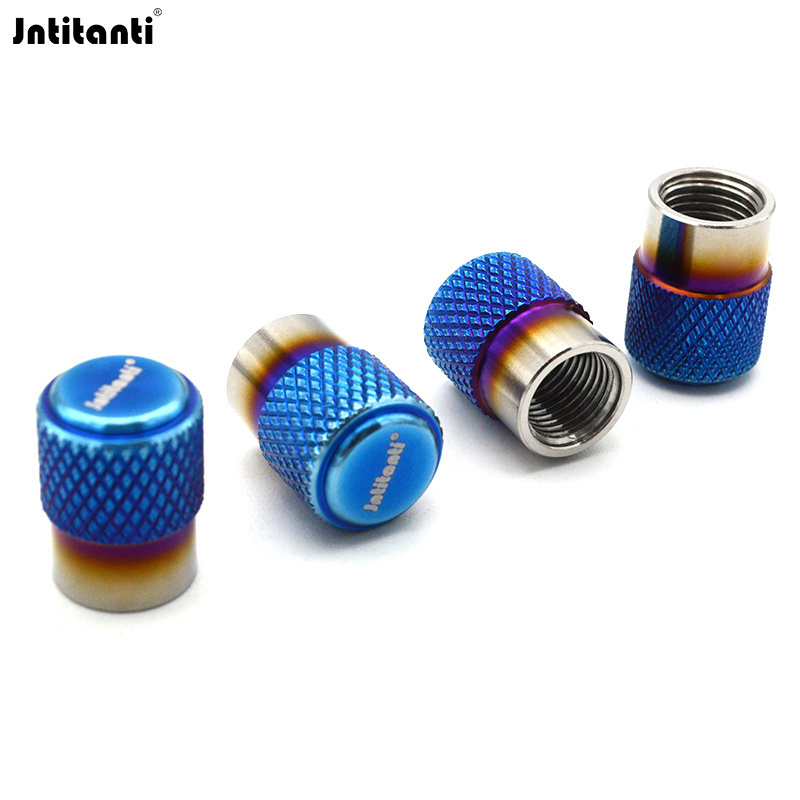 Knurled End Gr.5 titanium Alloy Car Tire Valve Caps Wheel Valve Anti-Dust Cover