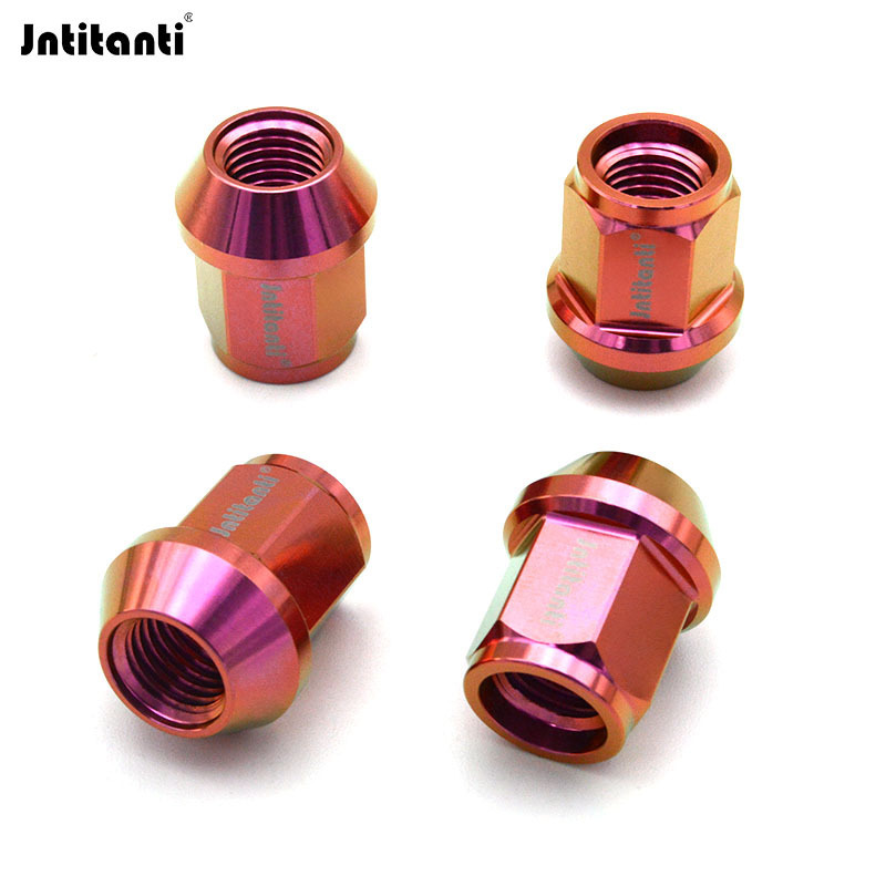 Jntitanti cone seat purple full hexagon open end Gr.5 titanium lug nut M12*27mm for Toyoto Mazda Honda Acura Scion Lexus