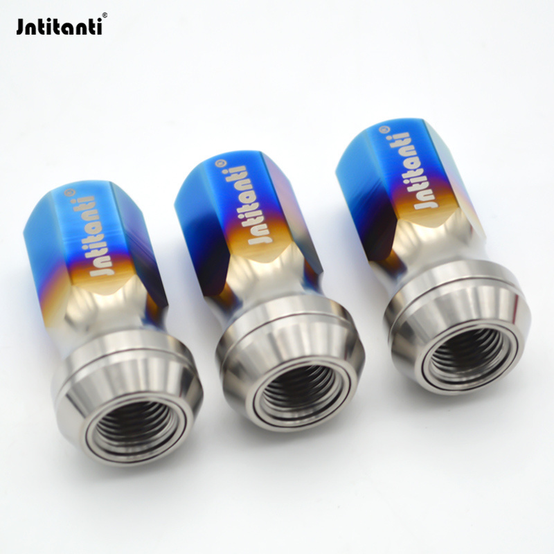 Jntitanti Open End Conical Seat CNC machine Gr.5 titanium Alloy Titanium Automotive Car Wheel Hub Lug Nut Set