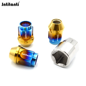 Jntitanti 10.9 grade anti-theft cone seat Gr.5 titanium lug nut M12*1.5*35mm for Toyoto Mazda Honda Acura Scion Lexus