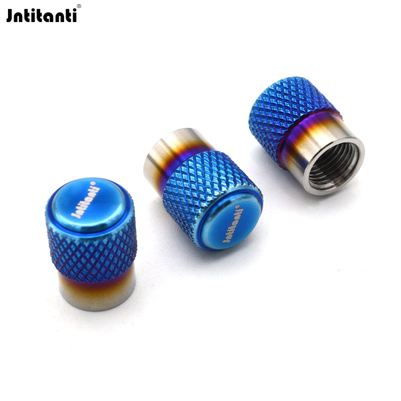 Knurled End Gr.5 titanium Alloy Car Tire Valve Caps Wheel Valve Anti-Dust Cover