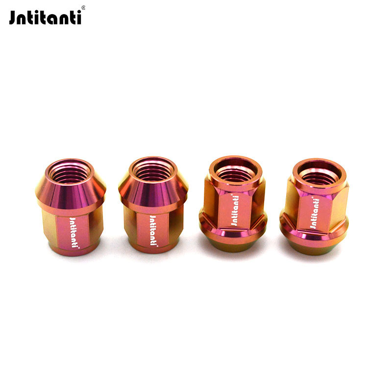 Jntitanti cone seat purple full hexagon open end Gr.5 titanium lug nut M12*27mm for Toyoto Mazda Honda Acura Scion Lexus