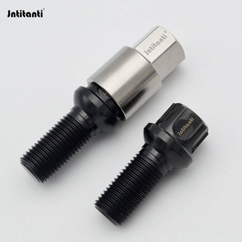 Jntitanti Ball seat black color Gr.5 titanium anti-theft wheel bolt hub titanium bolt lug bolt M14*1.5*28 for VW AUDI etc.