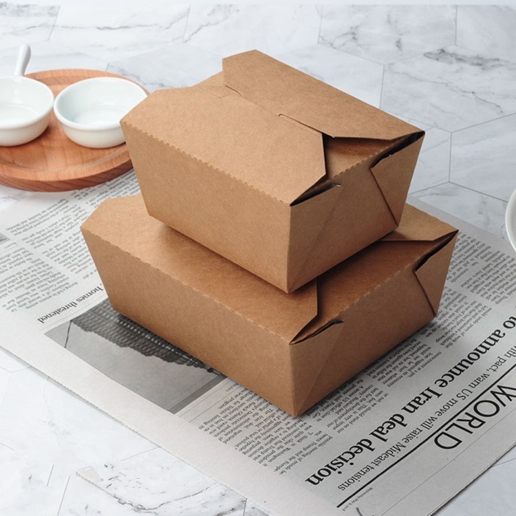 Disposable insulated kraft paper box with aluminum foil packaging takeaway salad box