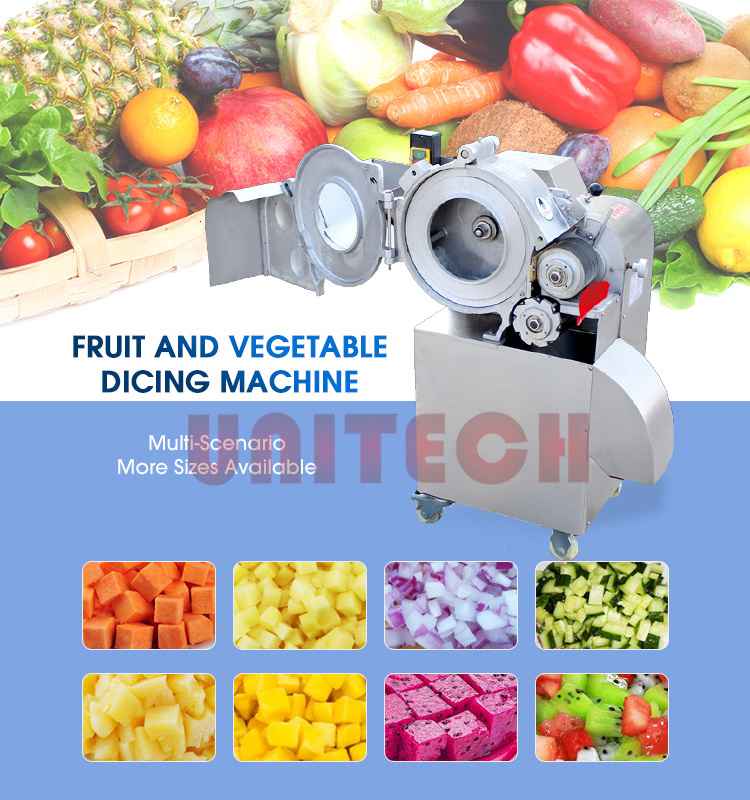 CHD100 Industrial fruit vegetable cube cutting machine/vegetable dicer carrot onion kiwi fruit apple mango dicer machine