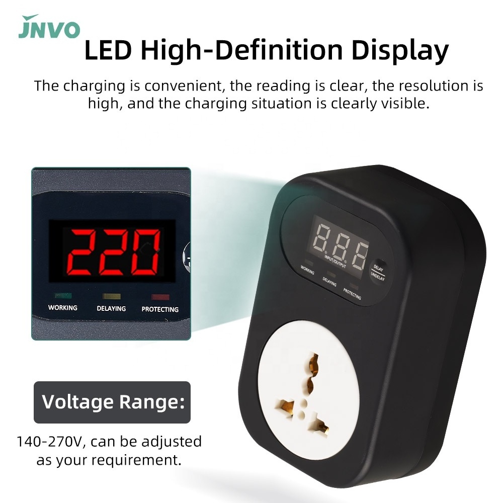 jnvopower single phase digital adjustable home 110v 220v ac power automatic over under voltage protector