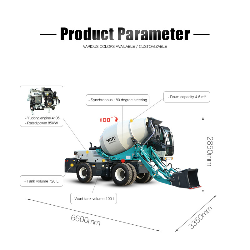 Cement truck mixer Automatic 3.5 Cubic Meters Hydraulic Self Loading concrete mixer truck price