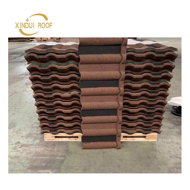 stone coated  roofing  classic tile 0.4 red color stone coated roof tile korean roof tiles