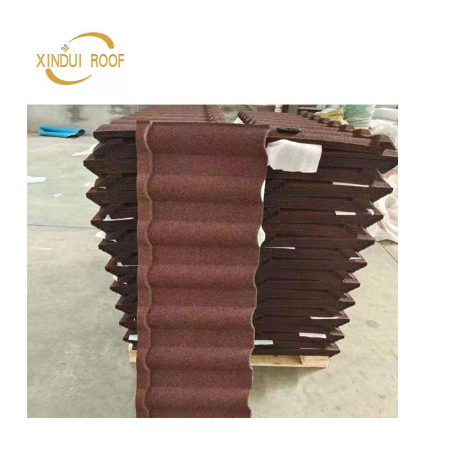 stone coated  roofing  classic tile 0.4 red color stone coated roof tile korean roof tiles