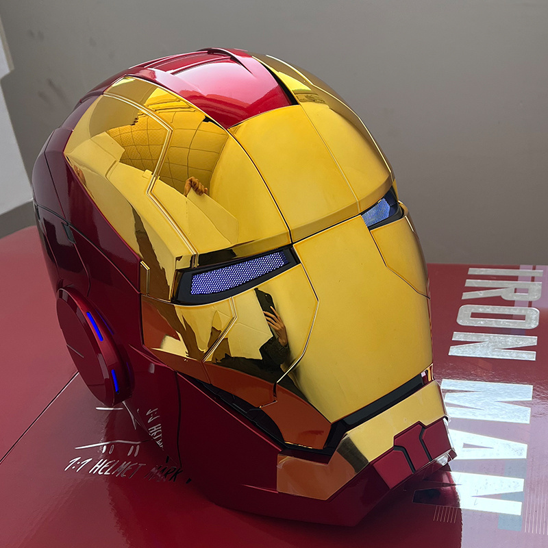 Factory sale iron Man MK5 helmet voice control/remote control/touch control smart face changing gold plating Iron Man helmet