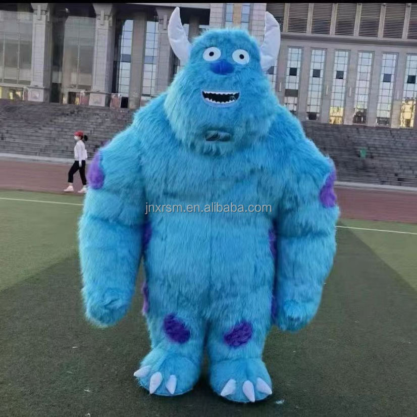 Monsters University Sully monster adult mascot costume long hair factory real picture adult size mascot costume