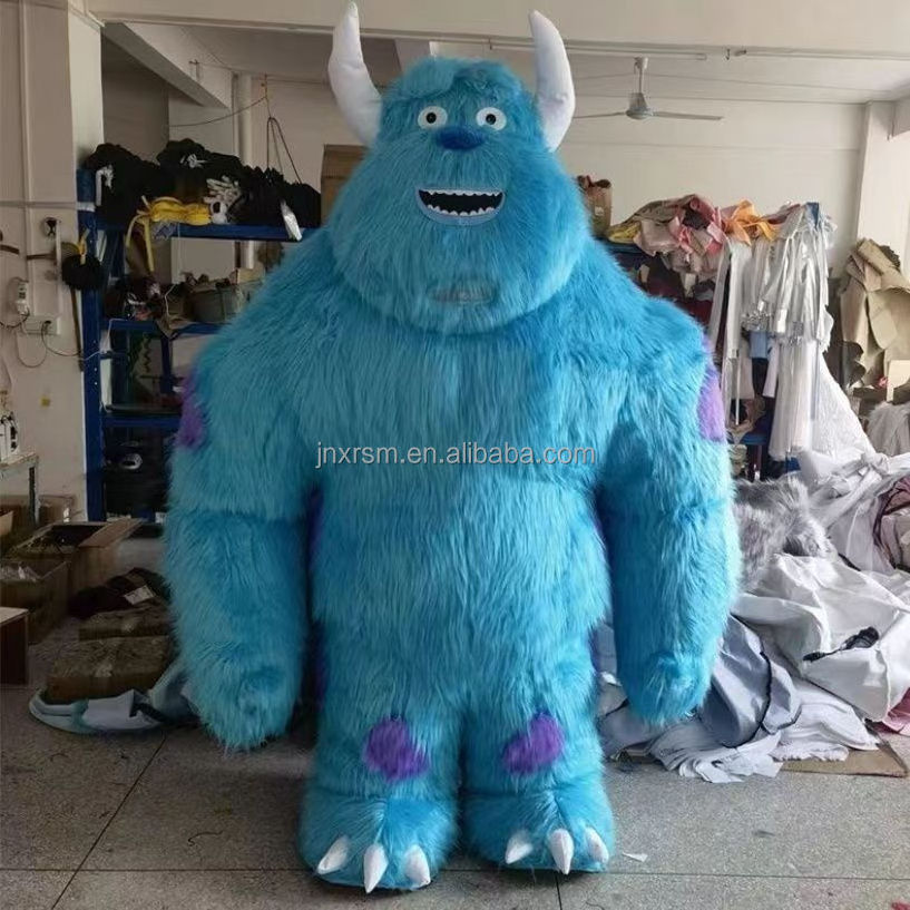 Monsters University Sully monster adult mascot costume long hair factory real picture adult size mascot costume