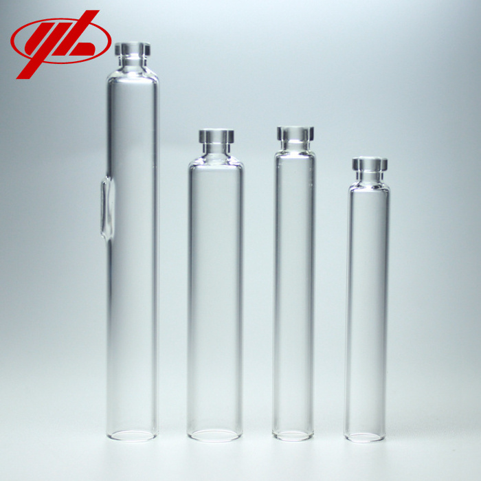 Pharmaceutical 1.5ml 1.8ml 3ml Glass Cartridge Vial with Red gray stopper Aluminium Cap