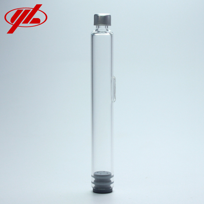 Pharmaceutical 1.5ml 1.8ml 3ml Glass Cartridge Vial with Red gray stopper Aluminium Cap