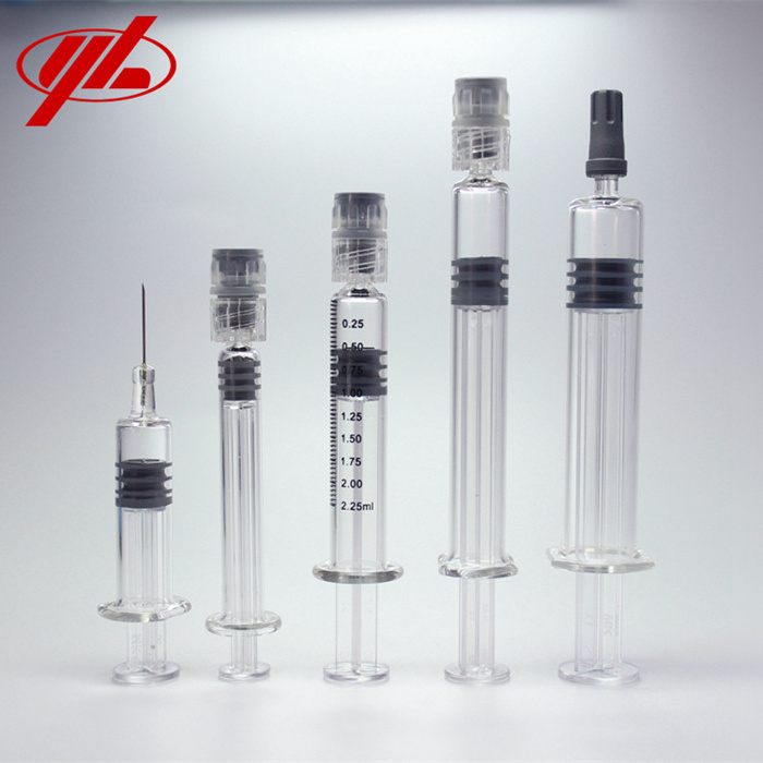 Medical grade glass syringe with needle or Lure lock