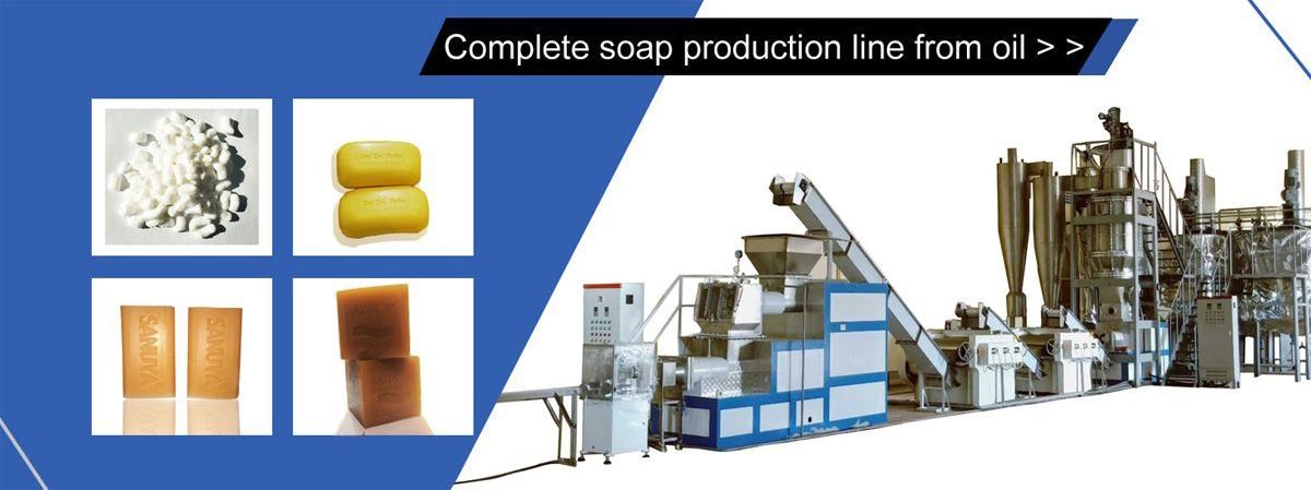 Bar soap making machine from raw material palm oil or semi-product soap noodles