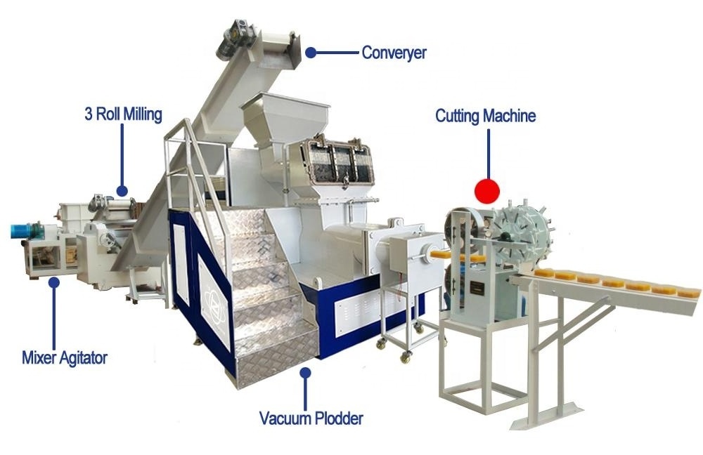 Bar soap making machine from raw material palm oil or semi-product soap noodles